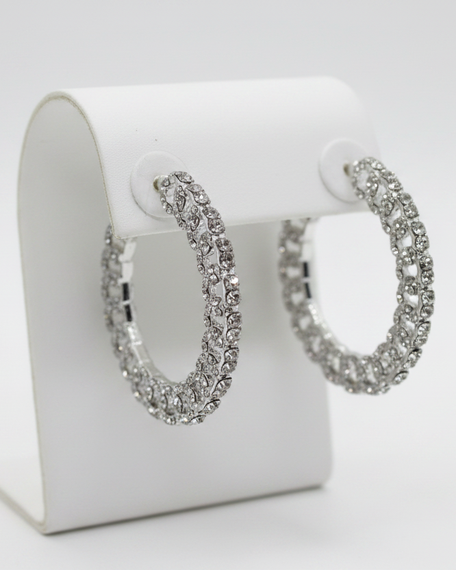 Vintage Rhinestone Interlocking C Hoops