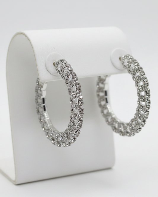 Vintage Rhinestone Interlocking C Hoops