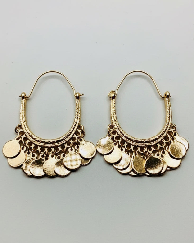Morocco Cascade Coin Hoop Earrings – Gold