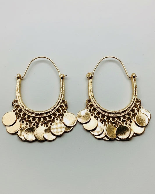 Morocco Cascade Coin Hoop Earrings – Gold