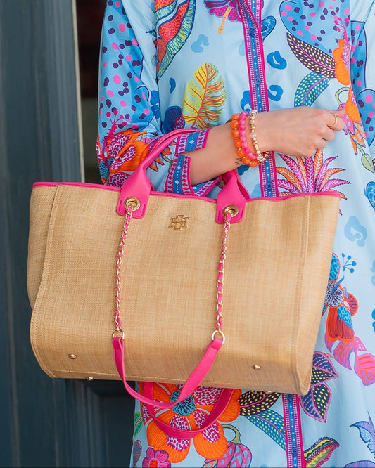 Missy Tote Natural Hot Pink