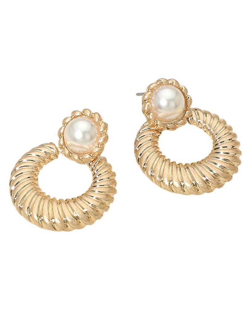 Pearl Accent Door Knocker Earrings