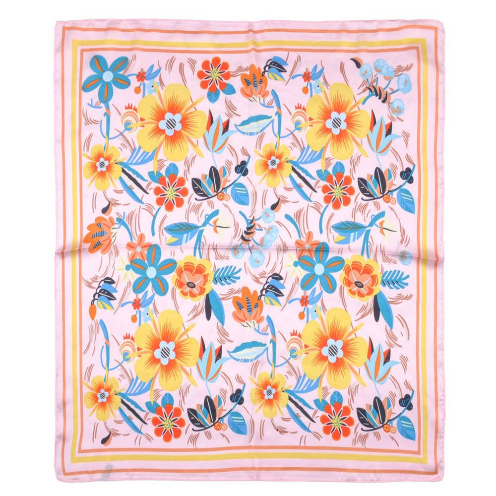 Pink Floral Printed Bandana Scarf
