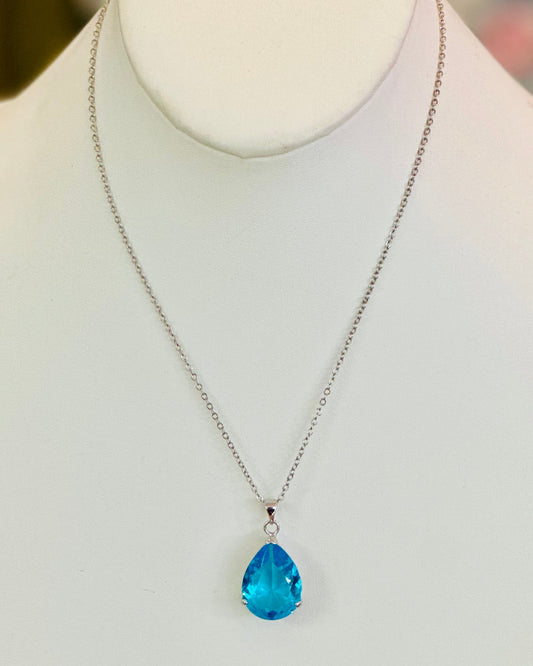 Ocean Drop Teardrop Pendant Necklace