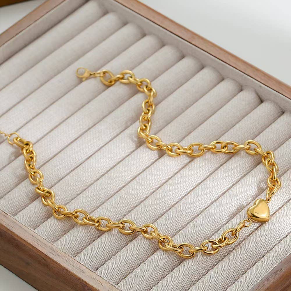 Puffy Heart Chain Necklace