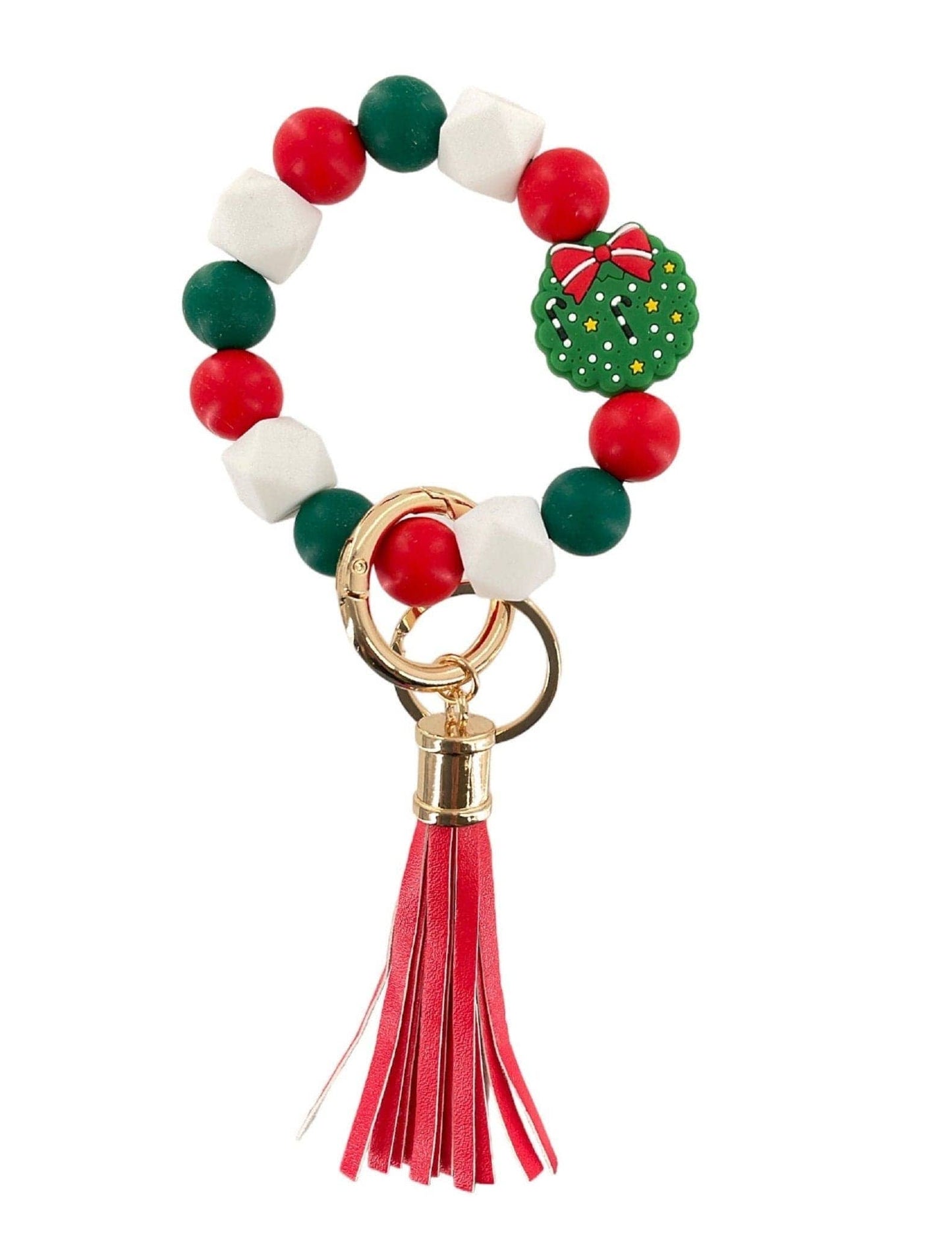 Beaded Christmas Keychain Bracelet
