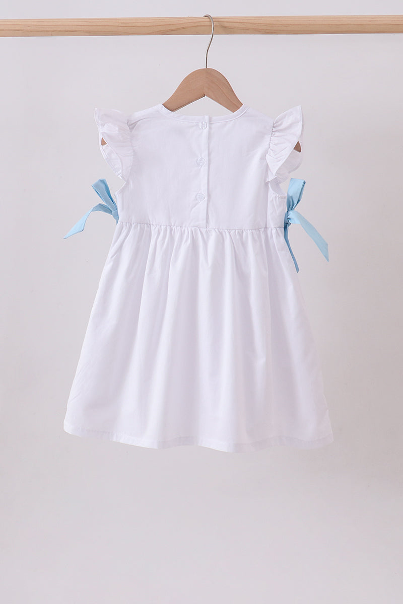 Blue Bow Ruffle Dress