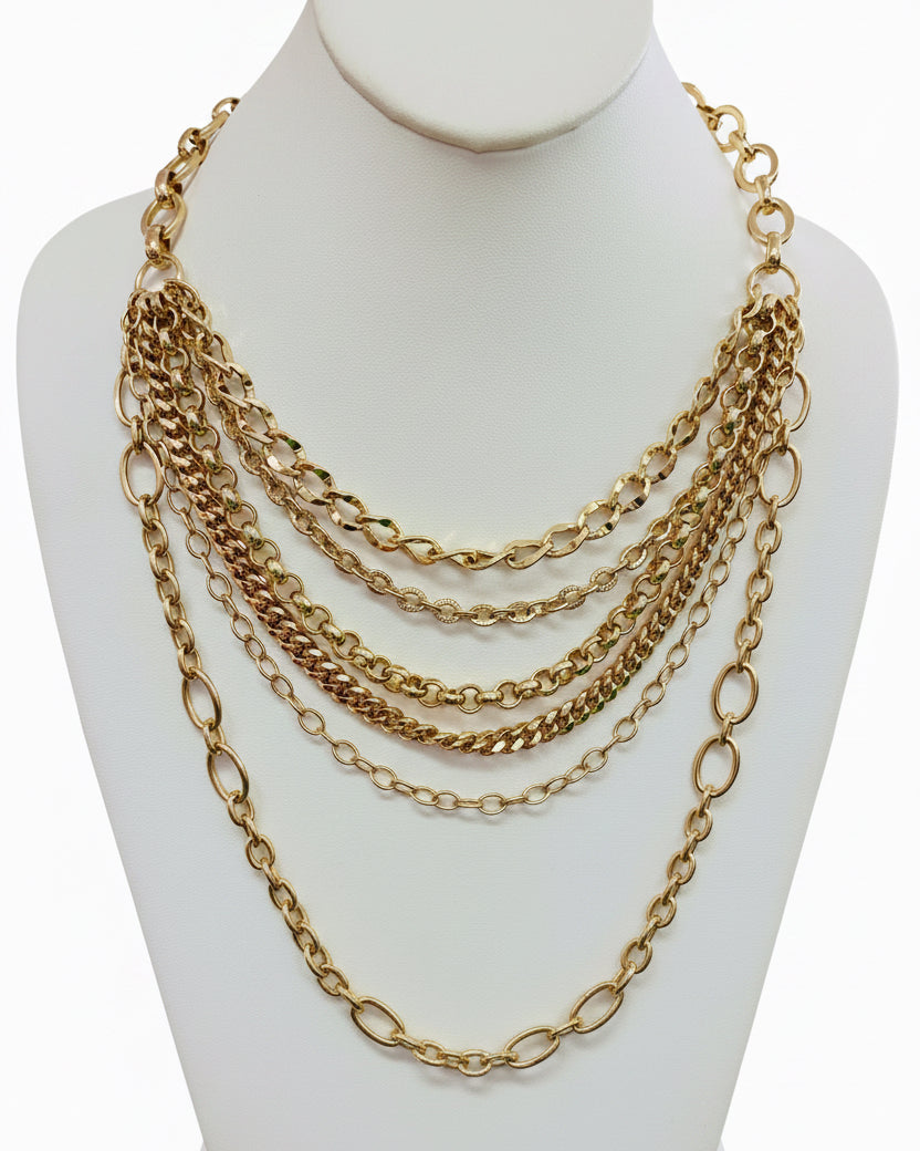 Grand Tier Mixed-Link Statement Necklace