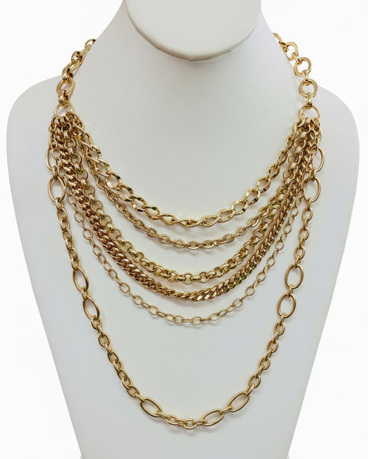 Grand Tier Mixed-Link Statement Necklace