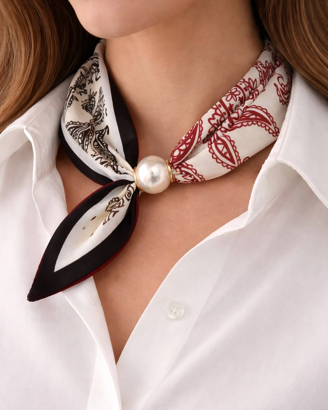 Crimson Gameday Pearl Scarf Necklace