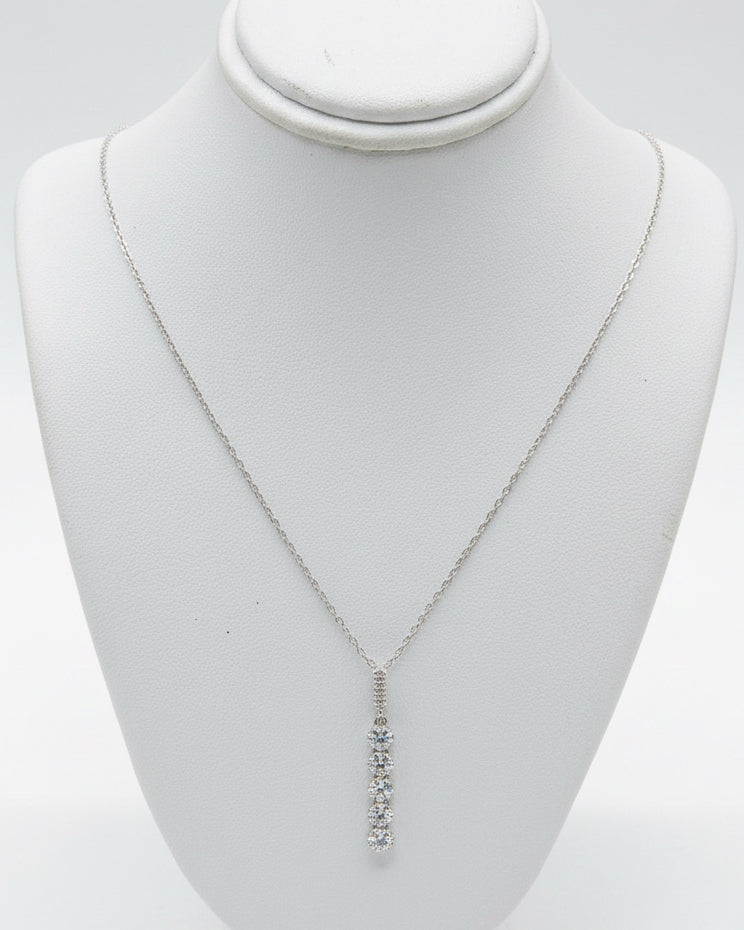 Stellar Linear Drop CZ Pendant Necklace