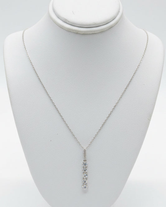 Stellar Linear Drop CZ Pendant Necklace