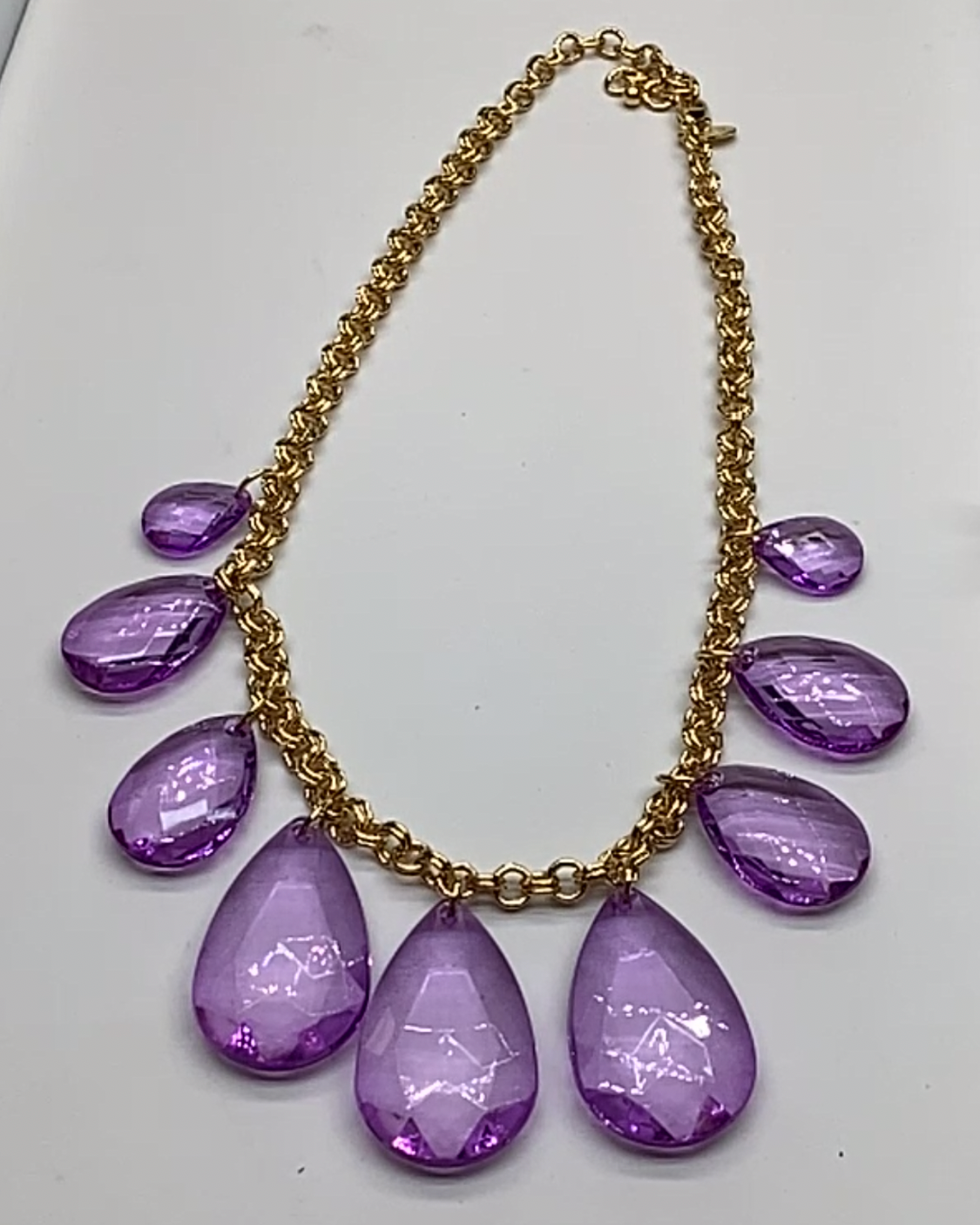 Joan Rivers Classics: 1990s Purple Chartreuse Droplet Necklace