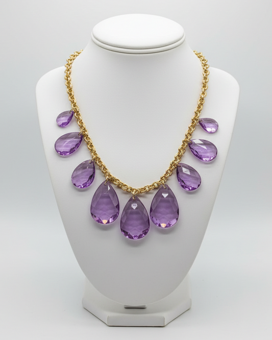 Joan Rivers Classics: 1990s Purple Chartreuse Droplet Necklace