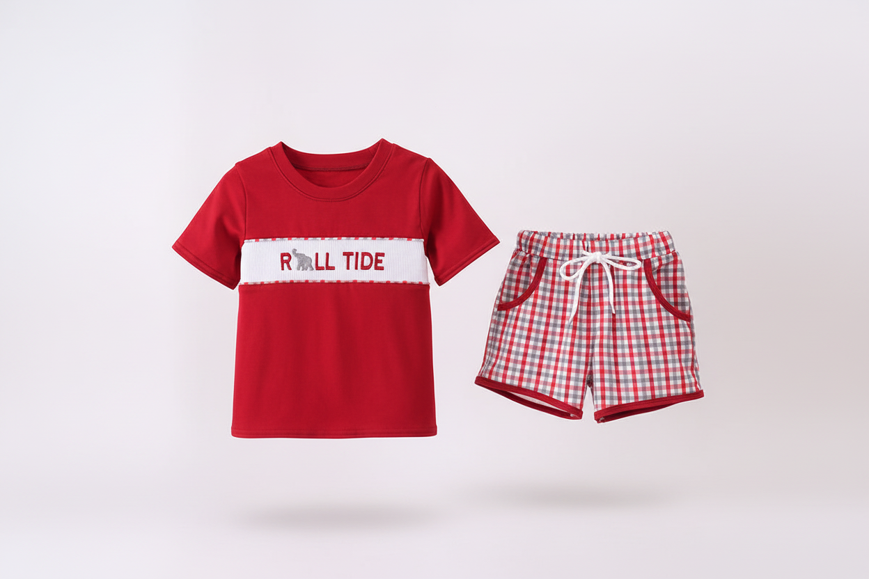 Alabama Roll Tide Plaid Shorts Set