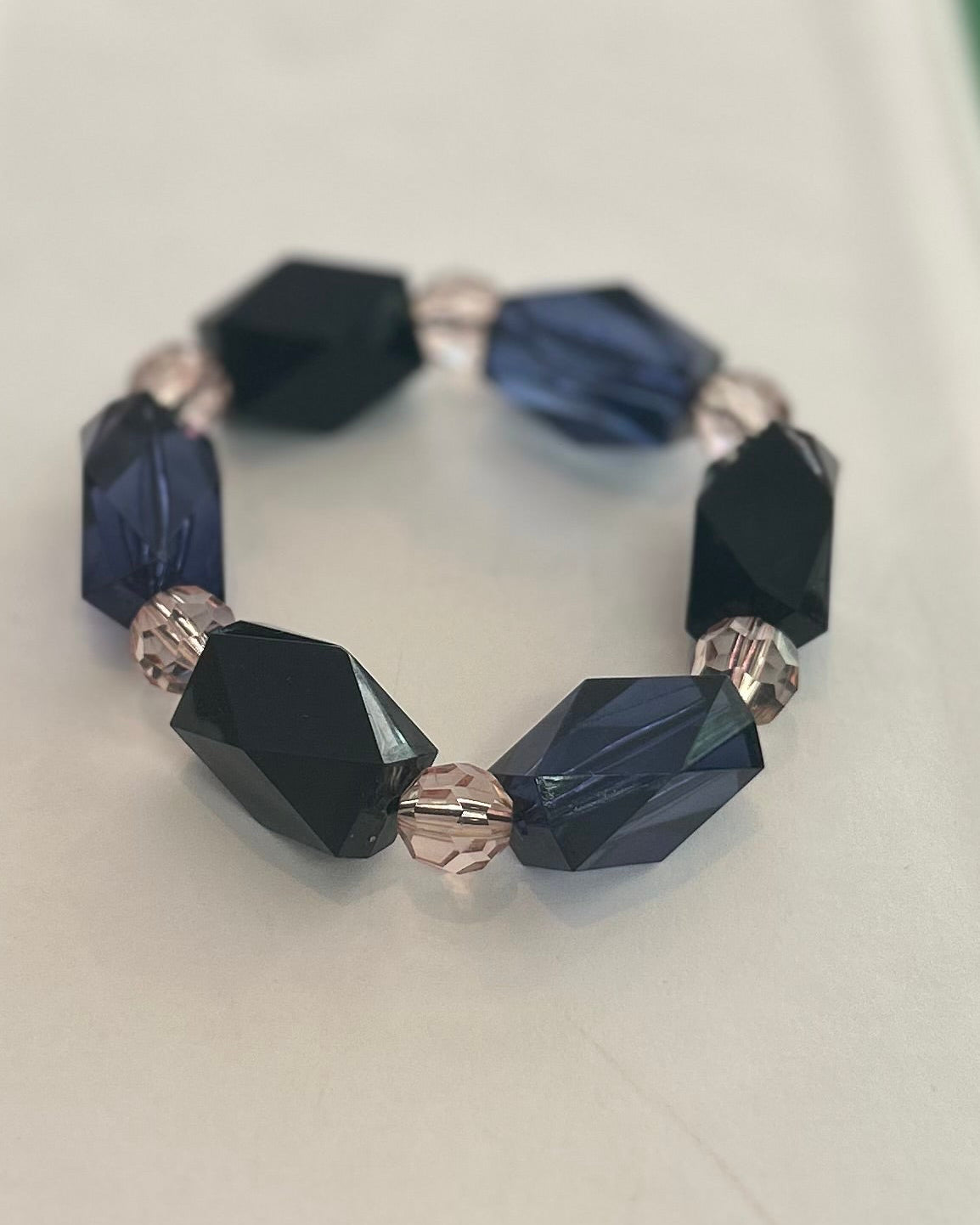 Vintage Jet Black & Deep Navy Chunky Crystal Bracelet