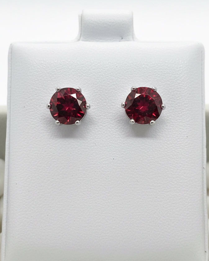 Crimson Round Solitaire Studs
