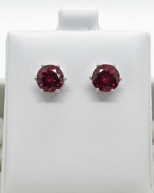 Crimson Round Solitaire Studs