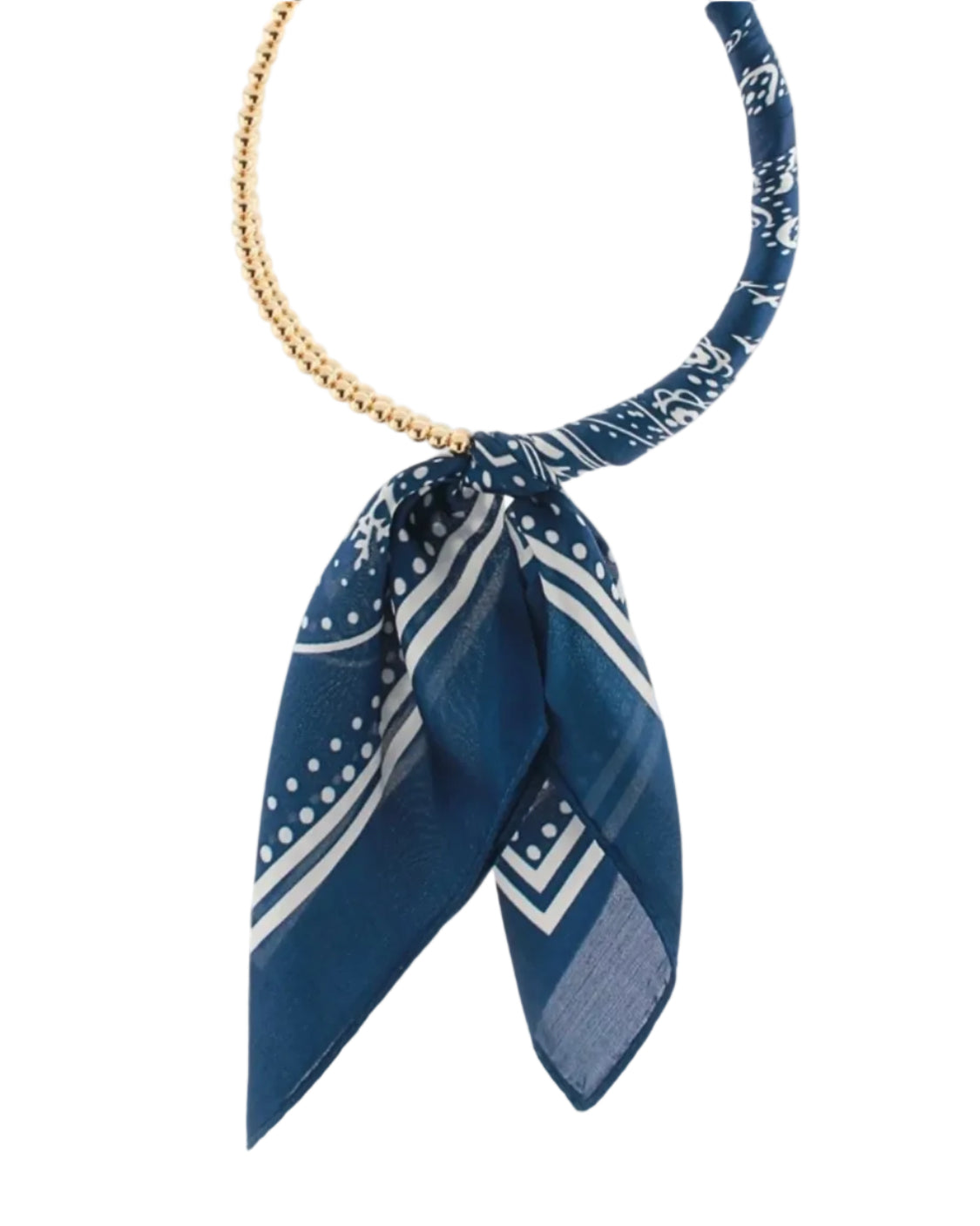 Navy Bandana Scarf Collar Necklace
