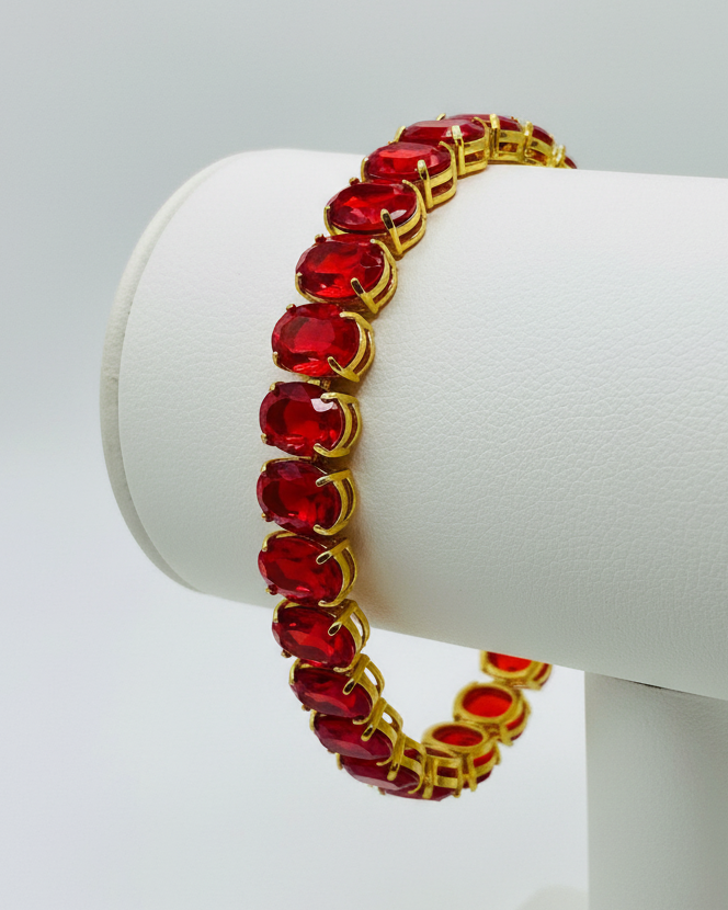Vintage Ruby Varsity Luxury Oval Tennis Bracelet
