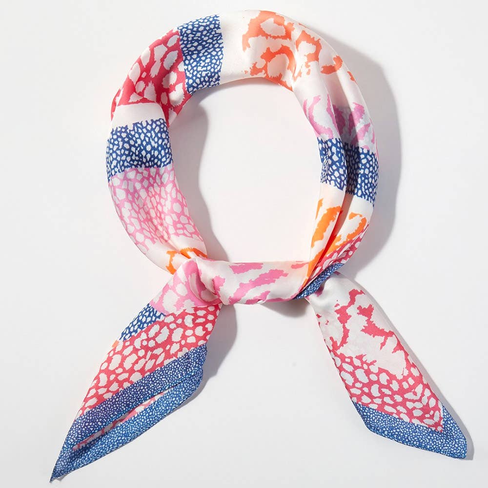 Abstract Leopard Print Square Bandana Scarf