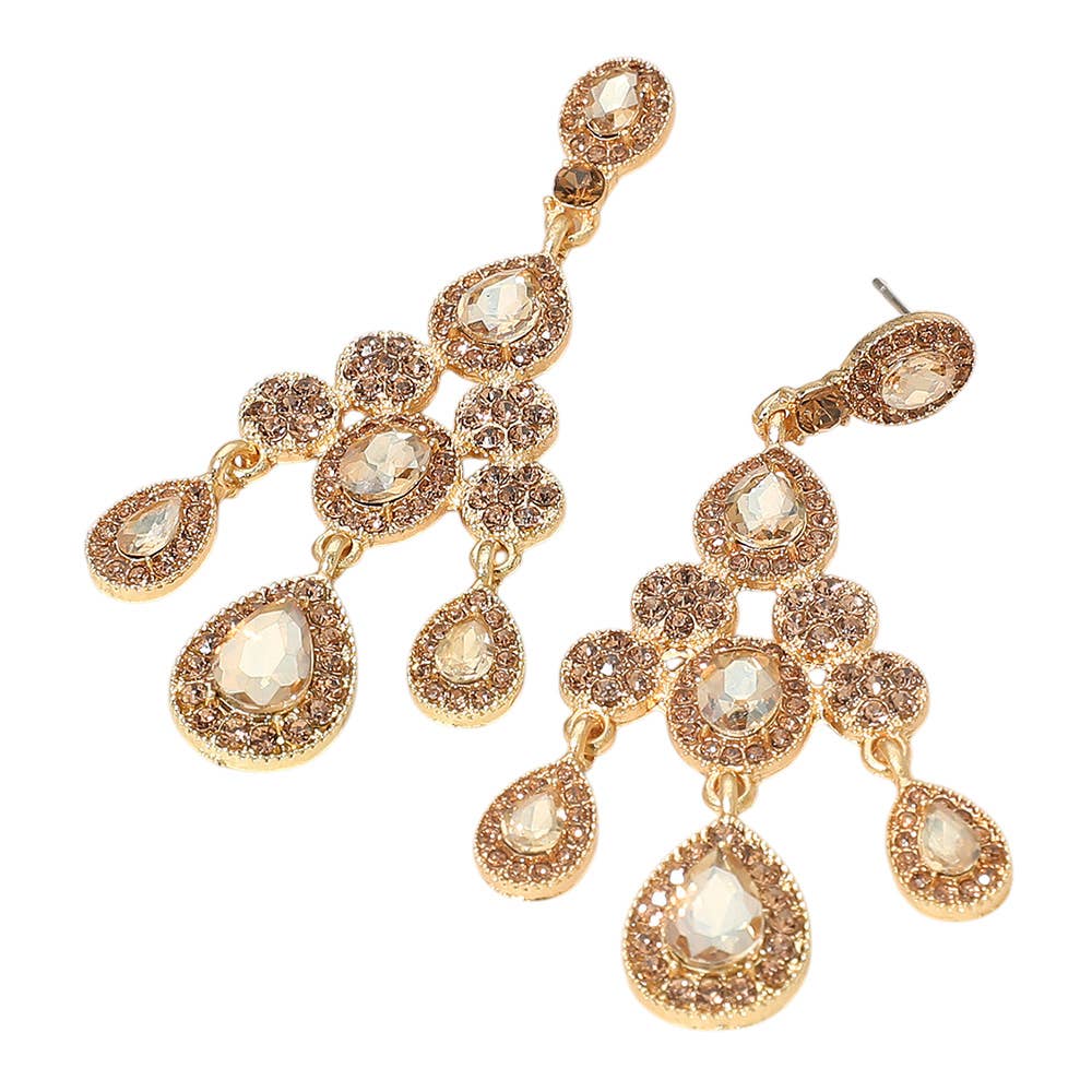 Teardrop Cluster Chandelier Drop Evening Earrings