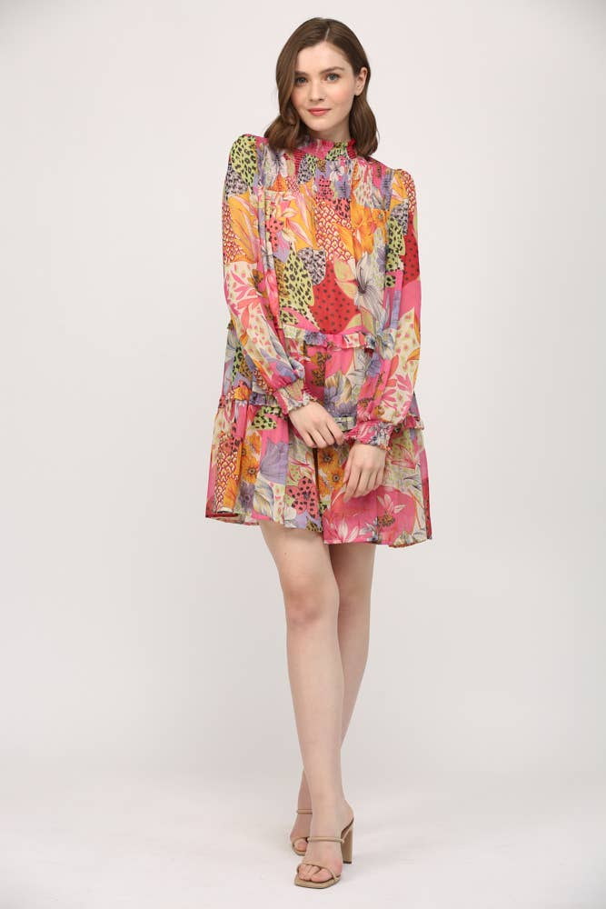 Printed Chiffon Vibrant Dress
