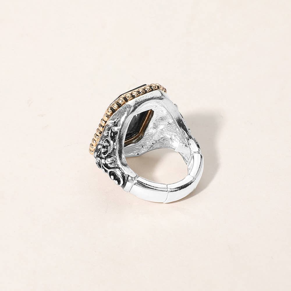 Rectangle Clear Stone Stretch Ring
