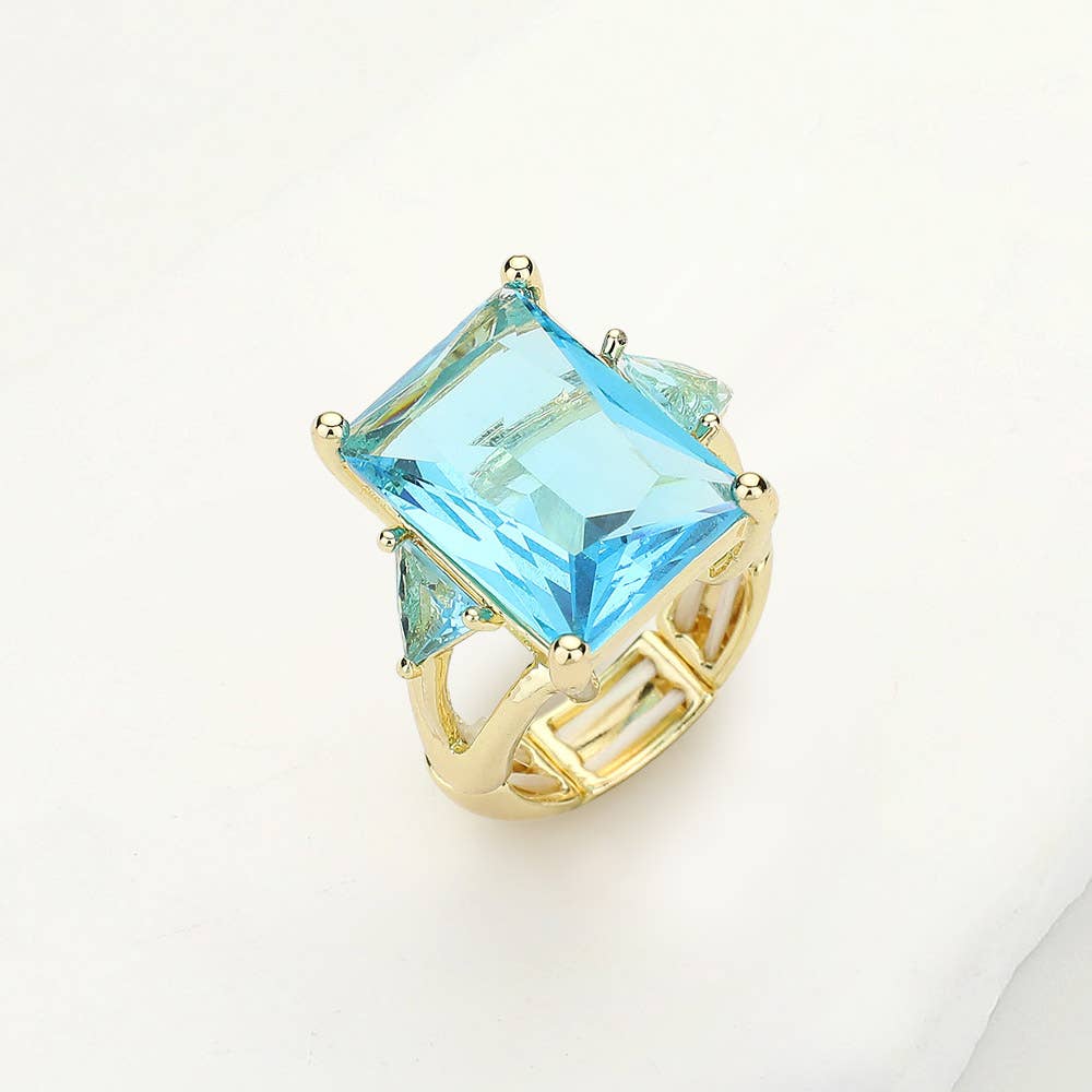 Statement Rectangle Crystal Stretch Ring