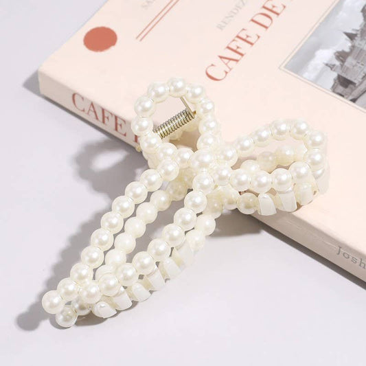 Pearl Bow Claw Clip