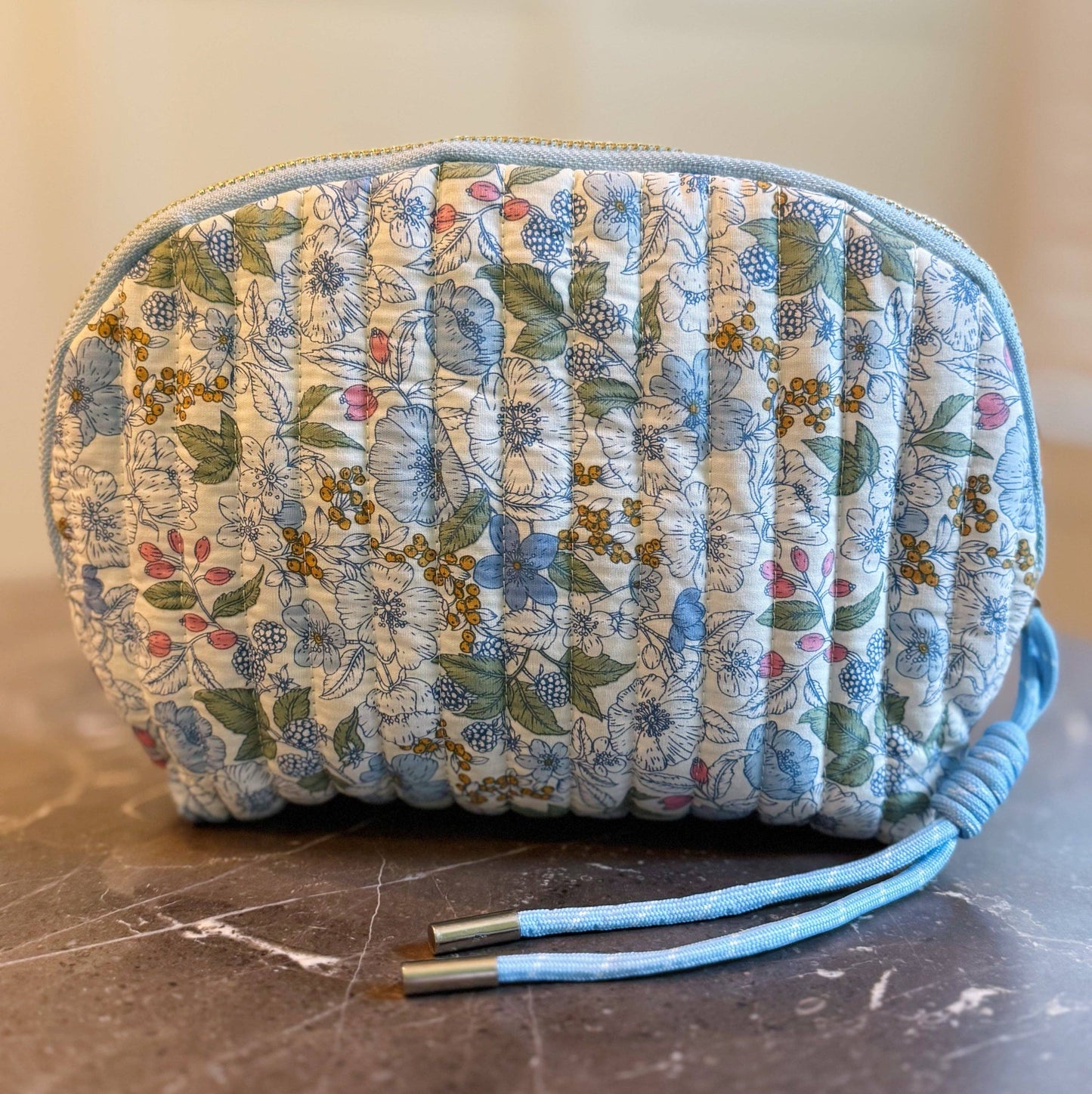 Vintage-Inspired Quilted Floral Cosmetic Bags
