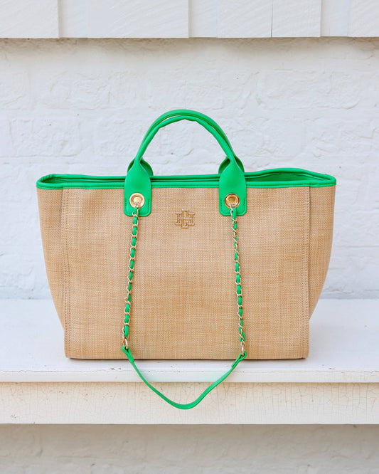 Missy Tote Natural Kelly Green