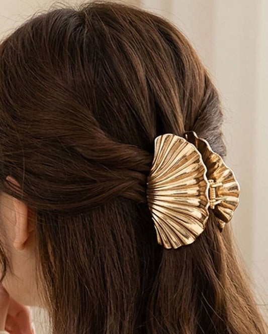 Gold Seashell Statement Hair Claw Clip