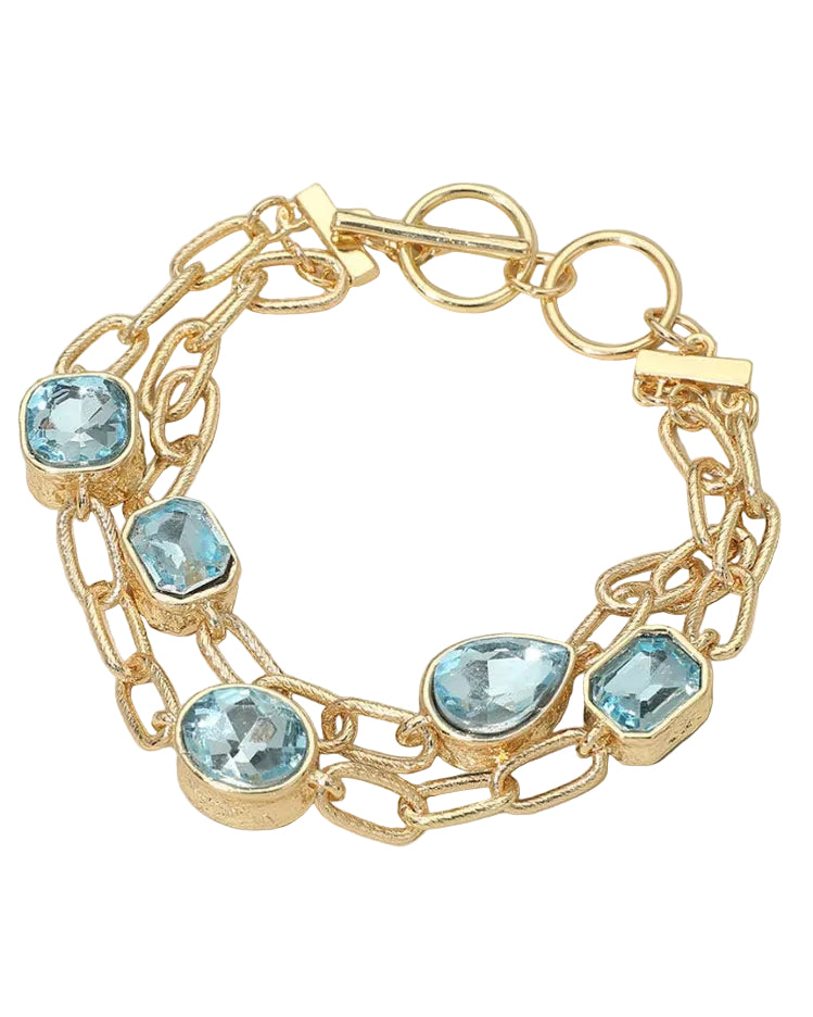 Faceted Teardrop Link Layered Bracelet