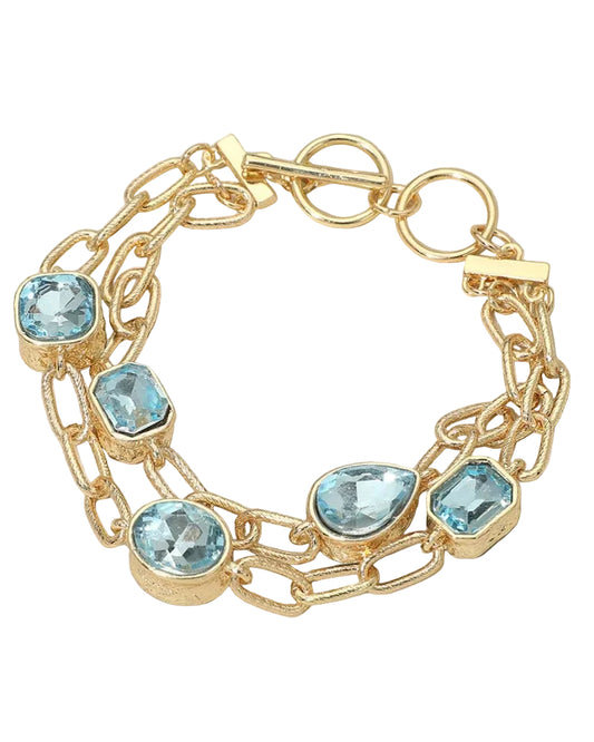 Faceted Teardrop Link Layered Bracelet