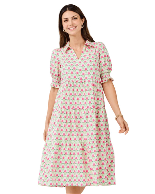 Curvy Moll  Floral Fanfare Green Dress