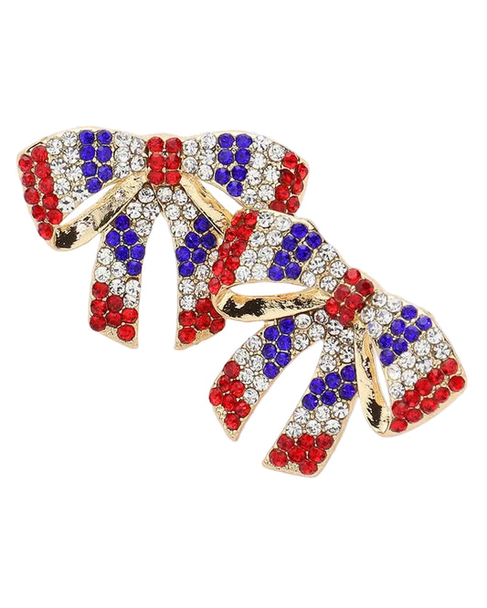 Happy Birthday America Bow Earrings