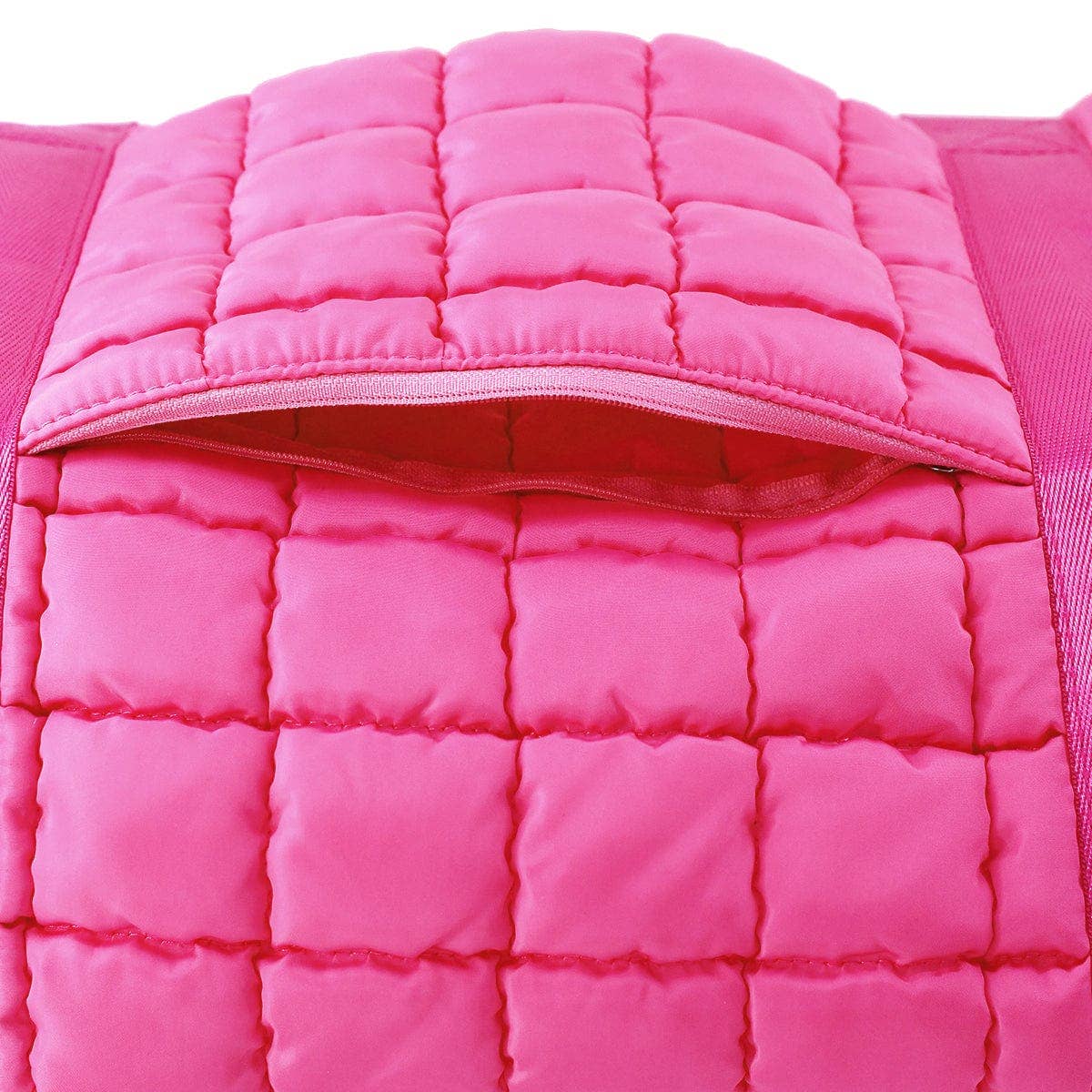 Pink Quilted Puffer Weekender