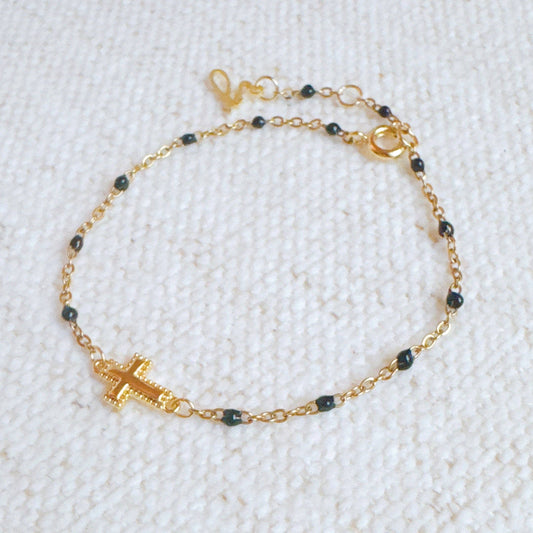 Dainty Color Dots Cross Bracelet
