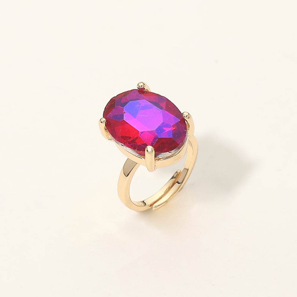 Bold Oval Stone Cluster Accent Adjustable Ring