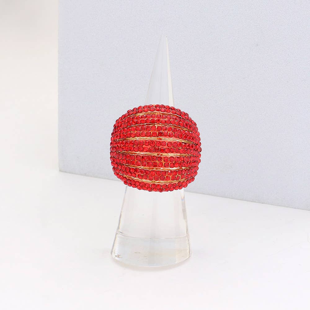 Crystal Rhinestone Pave Dome Stretch Ring