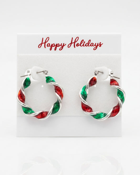 The Festive Twist Candy Cane Hoop Earrings