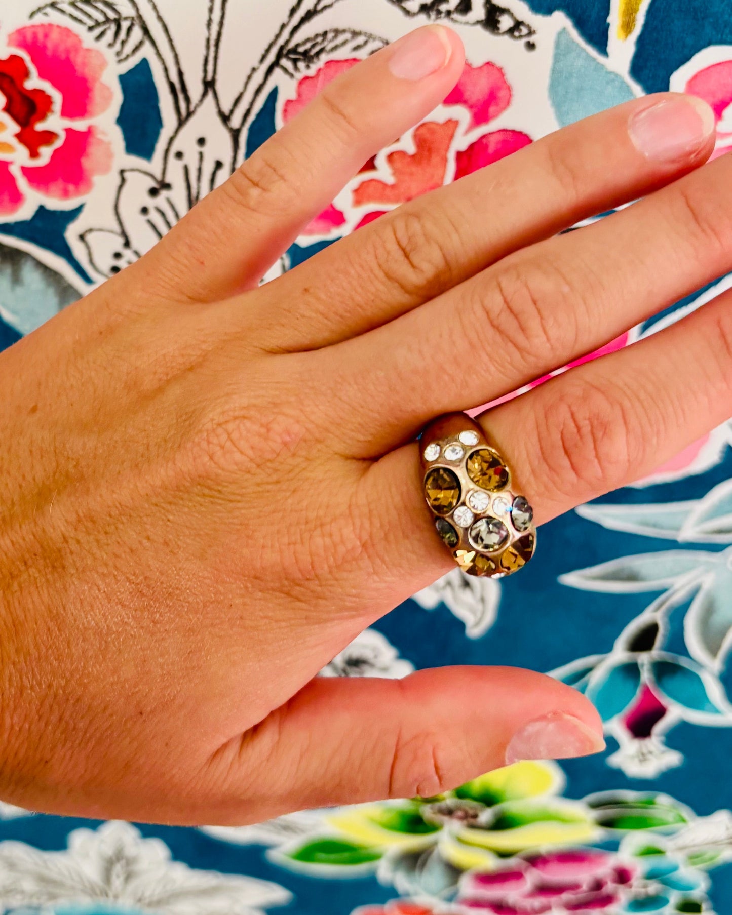 Smoky Topaz Confetti Dome Ring