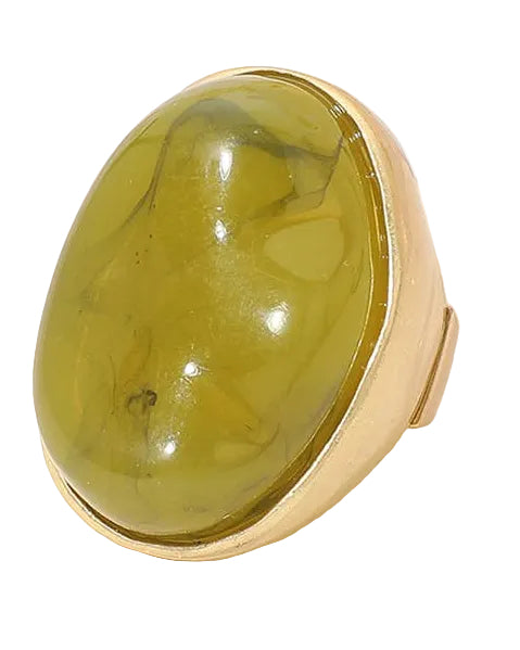Marbled Green Oval Stone Stretch Ring
