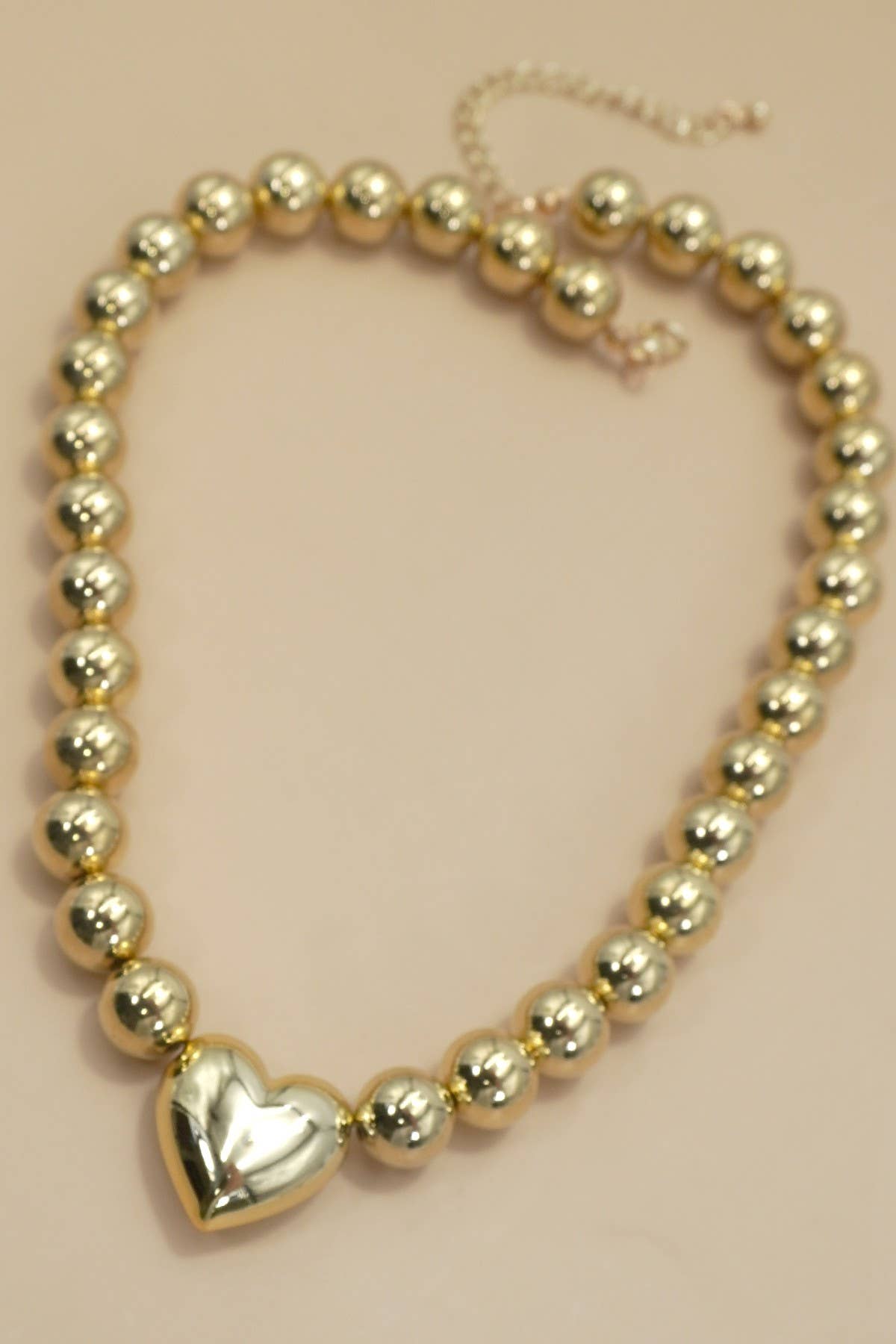 Puffy Heart Ball Chain Statement Necklace