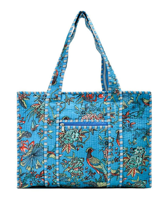 Blue Bird Cotton Print Tote Bags