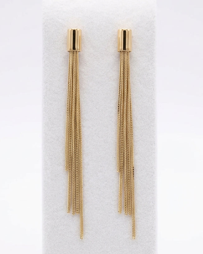 Vintage Liquid Gold Multi-Strand Chain Tassel Earrings