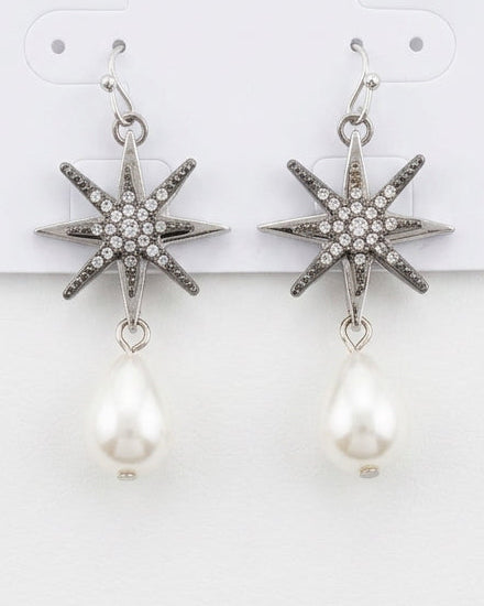 Vintage Lyra Pavé Starburst Pearl Drops