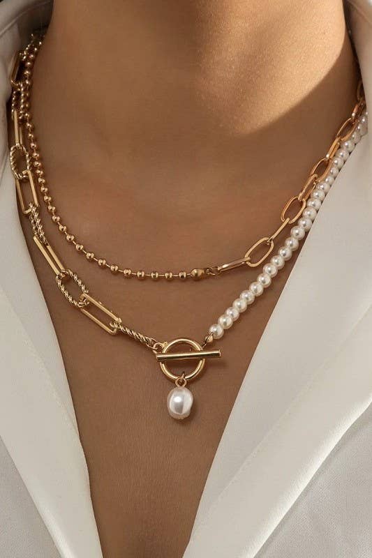 Pearl Mix Toggle Necklace