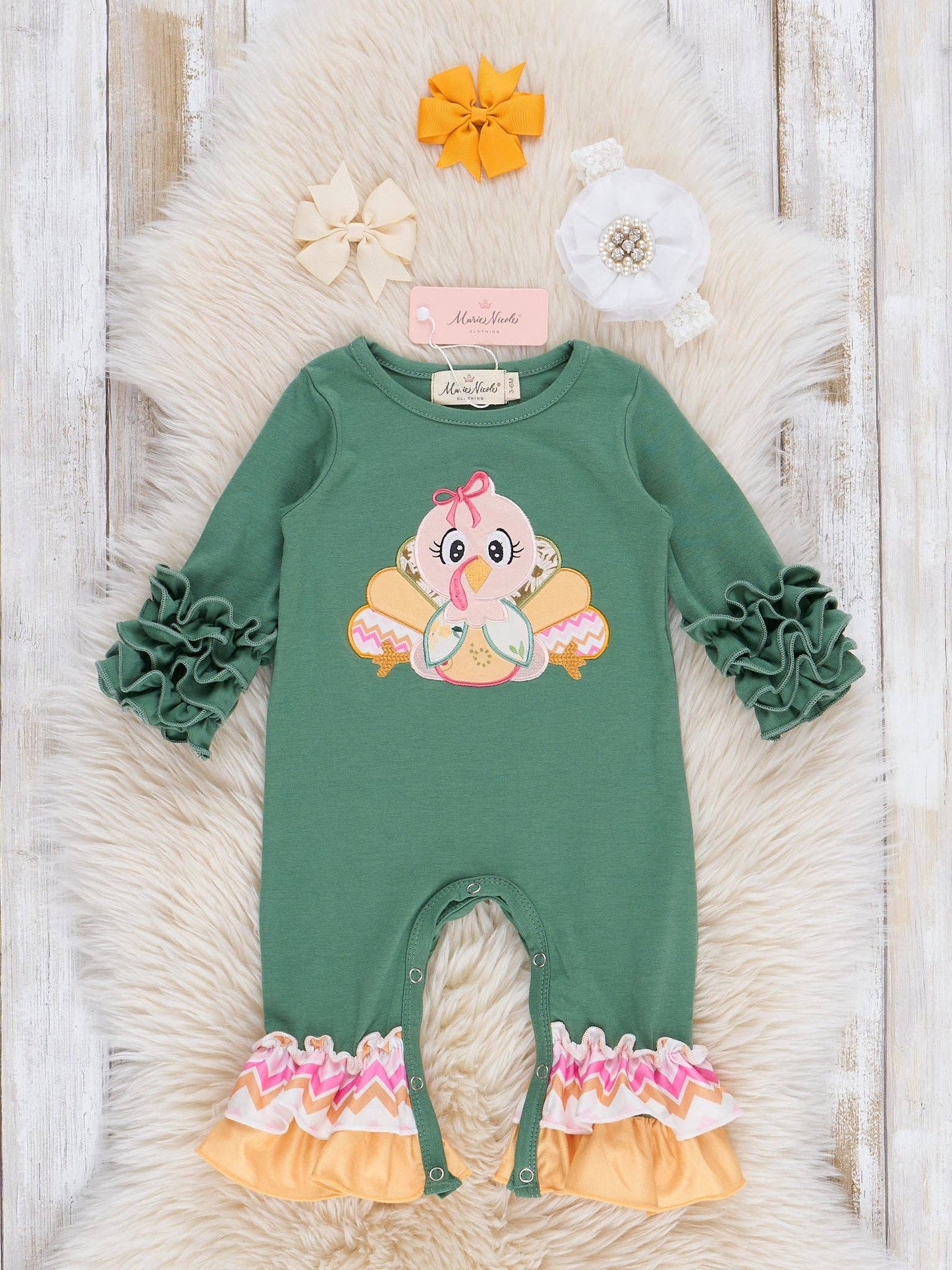 Chevron Girl's Turkey Romper